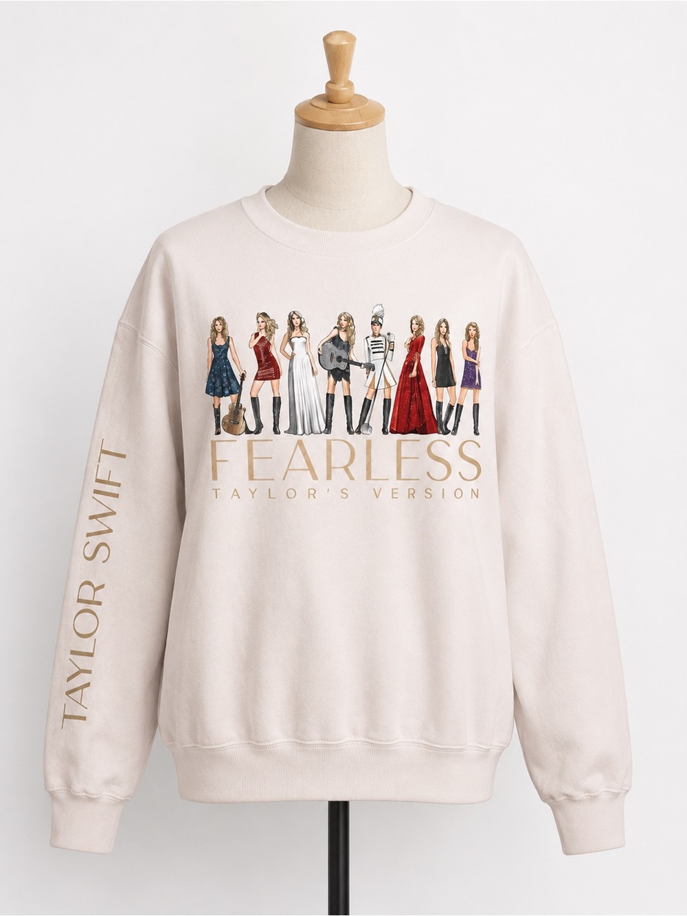 Taylor Swift Fearless Crewneck Sweatshirt - Cream with Gold Graphic